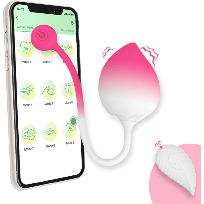 Вібратор з дистанційним керуванням та керуванням через додаток, 9 режимів вібрації, для жінок, портативний G-Spot, для пар, білий/рожевий