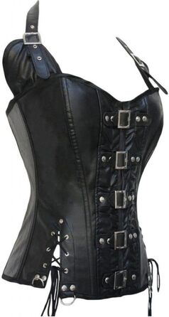 KUOSE Корсет для жінок з великою грудьми, лакована шкіра, топ-корсет, бюстгальтер, корсаж, сорочка, чорний, M