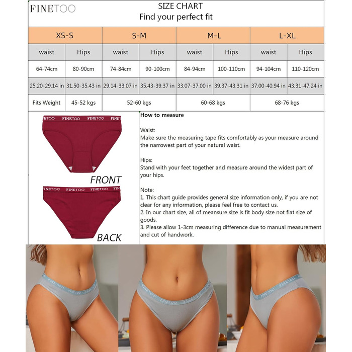 10 бавовняних трусиків FINETOO для жінок: дихаюча білизна, логотип, спортивні трусики, м'яка та сексуальна білизна, ремені для спорту, трусики-бікіні, набір з 10 шт., S
