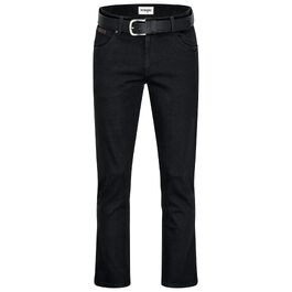 Чоловічі стрейч-джинси Wrangler Texas Regular Fit Authentic Straight, чорні (Black Overdye), з ременем, розмір 34W/32L