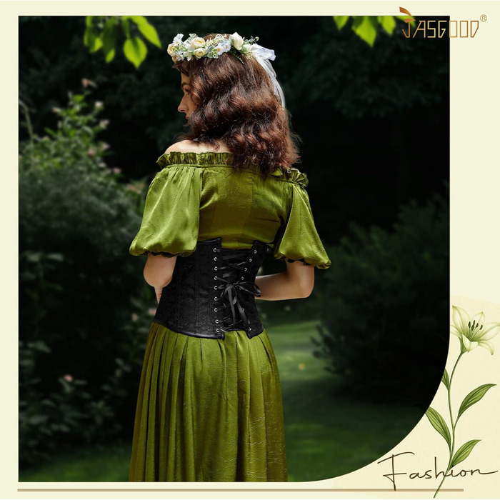 Жіночий корсет-топ JasGood: готичний корсет з мереживом, чорний жакардовий корсет для талії, ідеальний для Хелловіну