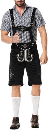 Традиційний костюм для чоловіків RUAOZIA: повний комплект Lederhose, сорочка в керамічному стилі, для Октоберфесту, баварський костюм, свято, вечірка (чорний, XXL)