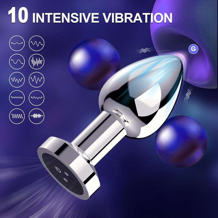 Вібратор анальний Metall Anal Vibrator зі 10 режимами вібрації, пультом дистанційного керування, стимулятор простати. Іграшки для дорослих для початківців, чоловіків, жінок, пар (сріблястий).