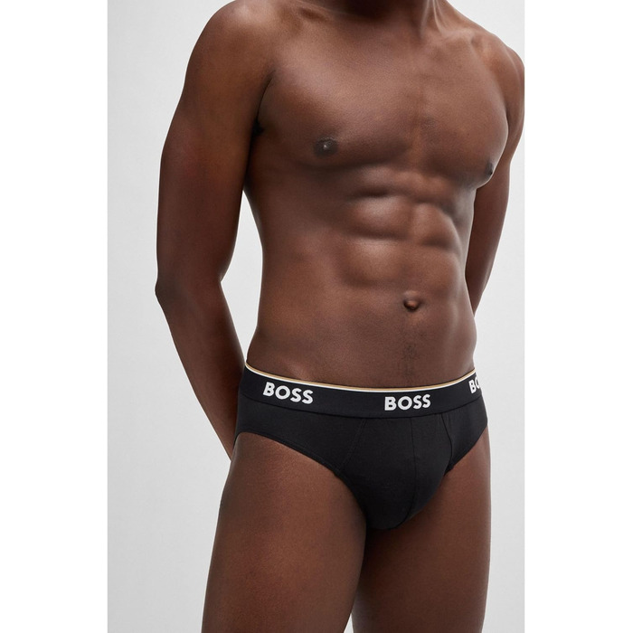 Сліпески BOSS чоловічі 3 шт. з бавовни з логотипами на гумці (S)