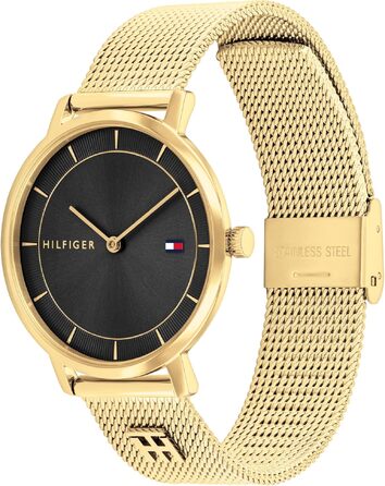 Жіночий аналоговий кварцовий годинник Tommy Hilfiger зі сталевим плетеним ремінцем (Black)