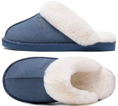 Унісекс капці Donpapa з ефектом пам'яті Memory Foam, плюшеві та теплі з штучного хутра (розмір 38.5/40 EU, колір Concord Blue)