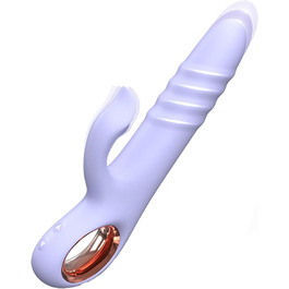 Вібратор JFRong 2-в-1: зайчик + ануса. Силіконовий вібратор з 10 режимами та функцією удару. Стимулятор G-точки та клітора для жінок (Рожевий/Блакитний)