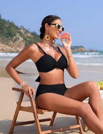 БІКІНІ жіночий комплект з високою талією, шорти з животом, пуш-ап, двочастинний купальник, сексуальний V-подібний виріз, модна пляжна мода, чорний