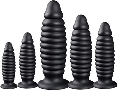 Анальний плагін Hrekssi з спіраллю, 7 розмірів, з силікону, для чоловіків та жінок. Розміри S-XXXXL, чорний колір. Стимуляція простати, анальний дилататор, з присоскою.