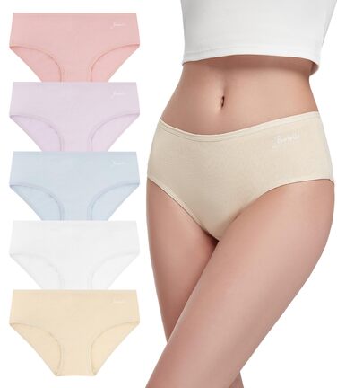 Бодібель Bobelle (5 шт.): бавовняні дихаючі труси для жінок. М'які, зручні, еластичні сліпи (S-XXL), багатоколірні