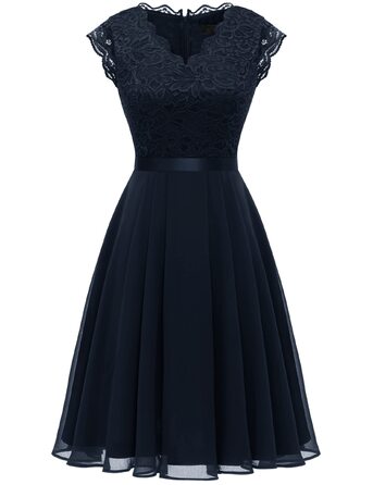 Сукня коктейльна Dressystar Daen для гостей на весілля, довжина міні, темно-синя (L)