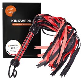 Флогер чорно-червоний (PU) | Штучна шкіра преміум-якість | Міцний хват | Універсальний для BDSM ігор в приміщенні та на вулиці