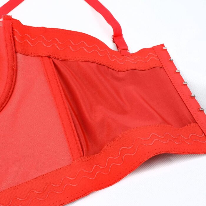 Топ-корсет ELLACCI PU Leder з Push Up для жінок, готичний стиль, чорний/червоний, XL