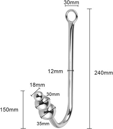 Анальний плуг з нержавіючої сталі з гачком та перлами для вагінального масажу простати, анальний плуг для жінок та чоловіків. Іграшки для дорослих, 3 кульки