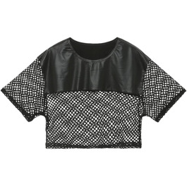 Чоловіча футболка з сітки та штучної шкіри - прозора, стильна