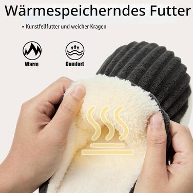 Жіночі зимові домашні капці Hausschuhe з вельвету та ефектом пам'яті Memory Foam, чорні (розмір 38/39.5 EU)