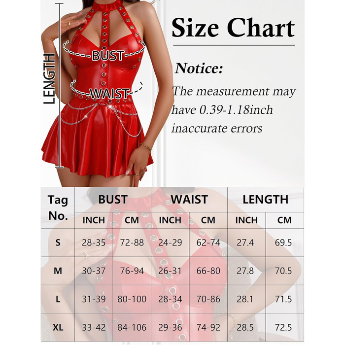 Латексне плаття AIEOE для жінок з відкритим спиною, сукня-бабочка, комплект спідньої білизни, мокрий ефект, еротичне шкіряне плаття (червоний, XL)