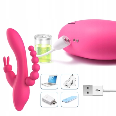 Вібратор-кролик 3в1: масажер для точки G, клітора та ануса, USB