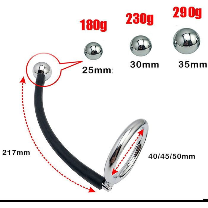 Анальний кільцевий масажер для чоловіків з 3 кульками, з нержавіючої сталі (180г/230г/290г), SM-іграшка, тренажер для пеніса, вага яєчок, розтягувач яєчок