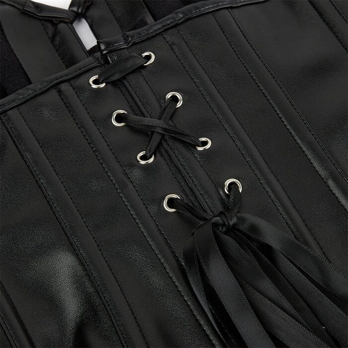 Жіноче корсетне боді Grebrafan з штучної шкіри, чорне, вінтажний стиль