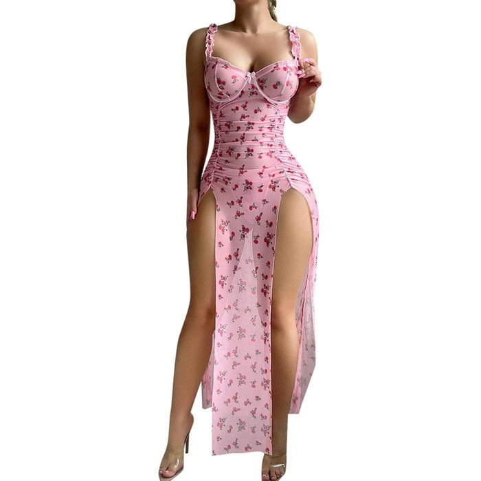 Сексуальний комплект спідньої білизни Babydoll з мереживом, рожевий (C4-rosa), S