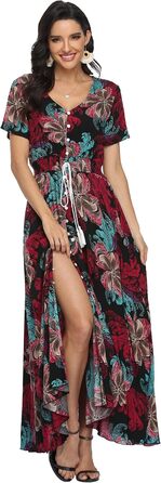 Сукня максі А-силуету VintageClothing жіноча чорно-квіткова (S)