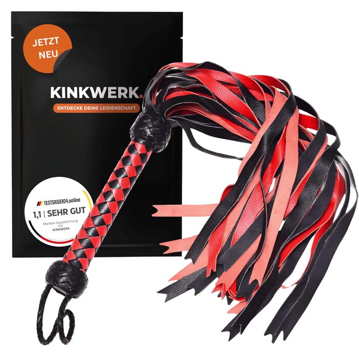 Флогер чорно-червоний (PU) | Штучна шкіра преміум-якість | Міцний хват | Універсальний для BDSM ігор в приміщенні та на вулиці