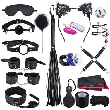 Набір для БДСМ-ігор Qoosea 18 шт. з наручниками та маскою для пар, фетиш-іграшки для дорослих