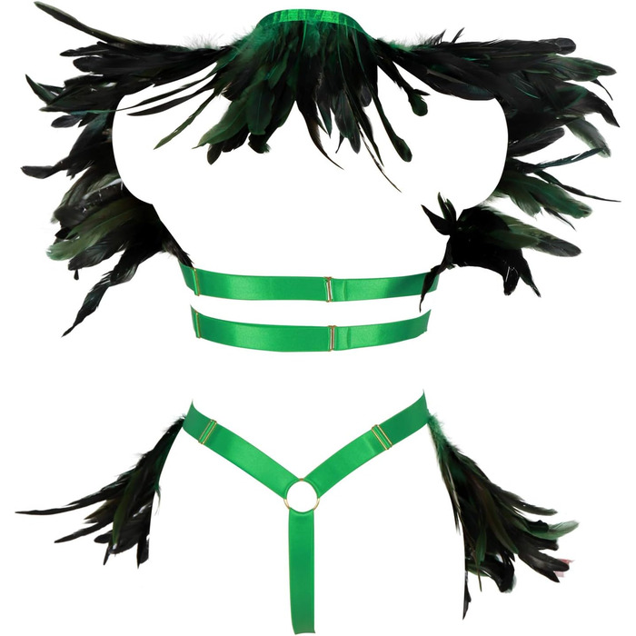 Жіночий корсет з пір'ям BBOHSS, набір аксесуарів у стилі готичний панк, для Burning Man, білий