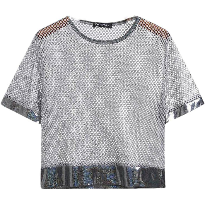 Чоловіча футболка Deepsko з сітчастою вставкою, прозора, короткий рукав, сексуальний кроп-топ