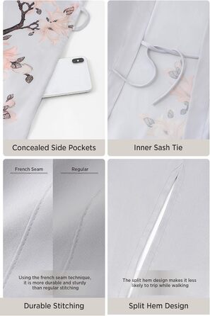 Кимоно-халат Babeyond з квітковим принтом, атласний, для вечірок, сірий (один розмір)