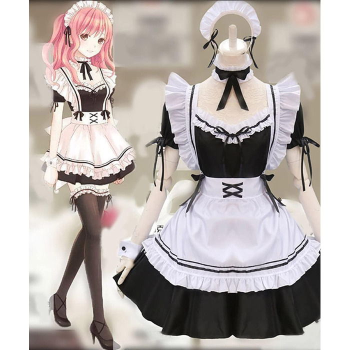 Костюм горничної в стилі аніме, чорний, XL. Комплект для косплею та Хелловін