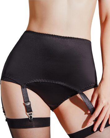 Чорний британський поясок на шнурках Luxallacki з 6 ремінцями, квітковою мереживом та металевими застібками, розмір 42