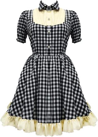 Сукня в стилі Лоліта в клітинку TTYAO REII: Костюм служниці з спідницею, Косплей Аніме, для Хелловіну