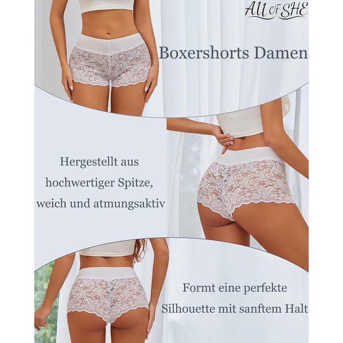 5 пар жіночої білизни: сексуальні панчіхи, трусики з мереживом, боксерки з бавовни, великі розміри S-3XL, чорний/бежевий/пудровий/фіолетовий/білий