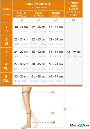 Компресійні панчохи проти тромбів Relaxsan M1370A для жінок та чоловіків, 25-32 mmHg, відкриті, без шкарпеток, Клас 2, K2 XL, білі [2 пари]