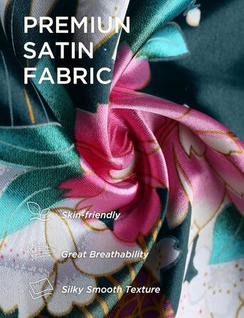 Халат жіночий BABEYOND з довгим рукавом, шовковий сатин, кімоно з принтом павича, довгий халат, піжама для вечірки, універсальний розмір, білий (універсальний розмір, чорно-синій)
