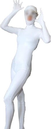 Жіночий сексуальний catsuit BESYFAY з блискавкою та рукавичками, цілісний костюм (білий, S)