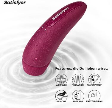 Satisfyer Curvy 1 Connect: Вібратор для клітора з додатком, 13.5 см, бордовий колір - інтенсивний стимулятор з технологією тиску