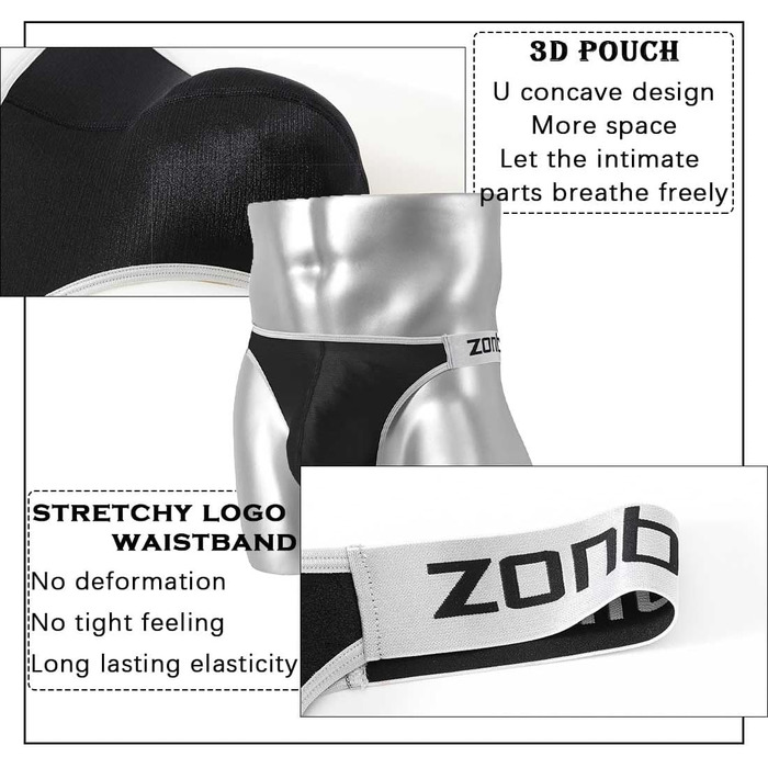 Танга чоловічі BIATWOWR з м'якої та зручної тканини, танга для чоловіків (Чорно-синій, XL)