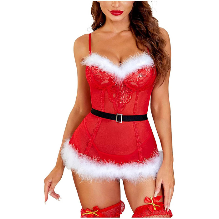 Сексуальна нічна сорочка боді для жінок, Babydoll, мереживна спідня сорочка, ідеальна для святкування Дня святого Валентина та Різдва, розмір 3XL