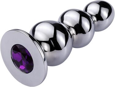 Анальний плагін з нержавіючої сталі з трьома перлами для масажу простати та сексуальних ігор. Підходить для чоловіків, жінок та пар.