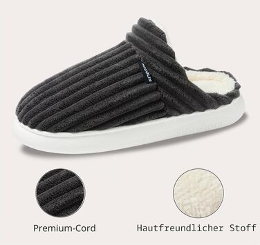 Жіночі зимові домашні капці Hausschuhe з вельвету та ефектом пам'яті Memory Foam, чорні (розмір 38/39.5 EU)