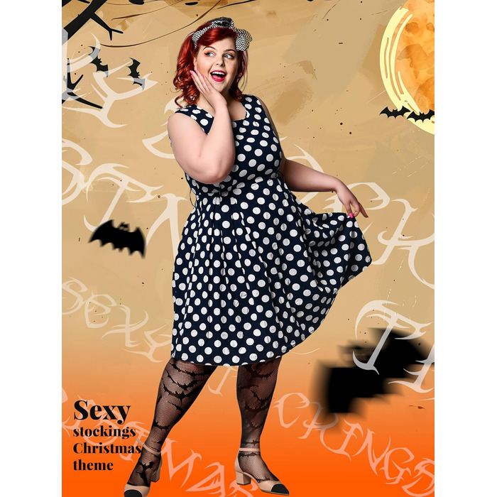 Чулки сітка халабрежки для жінок великих розмірів Jadive, 6 пар, чорні, готичний стиль, XL-XXXXL