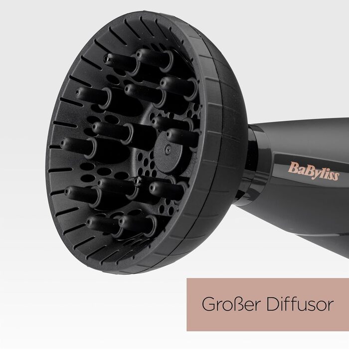Фен для волосся BaByliss Smooth Pro 6709DE з дифузором, 2100 Вт, іонна технологія проти пухнання, 3 температурні режими, чорний