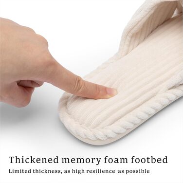 Жіночі капці для дому Chantomoo з ефектом пам'яті (Memory Foam), відкриті пальці, вельветові, протиковзкі, бежеві (розмір 40/41 EU)