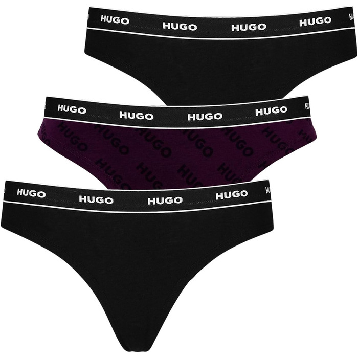 HUGO жіночі труси-танга, комплект з 3 шт., яскраво-фіолетовий