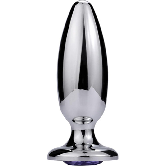 Анальний масажер Stile Extra Lang з металу та діамантовою основою. Стимулятор G-точки, простати. Для чоловіків та жінок. Срібло, розмір S.