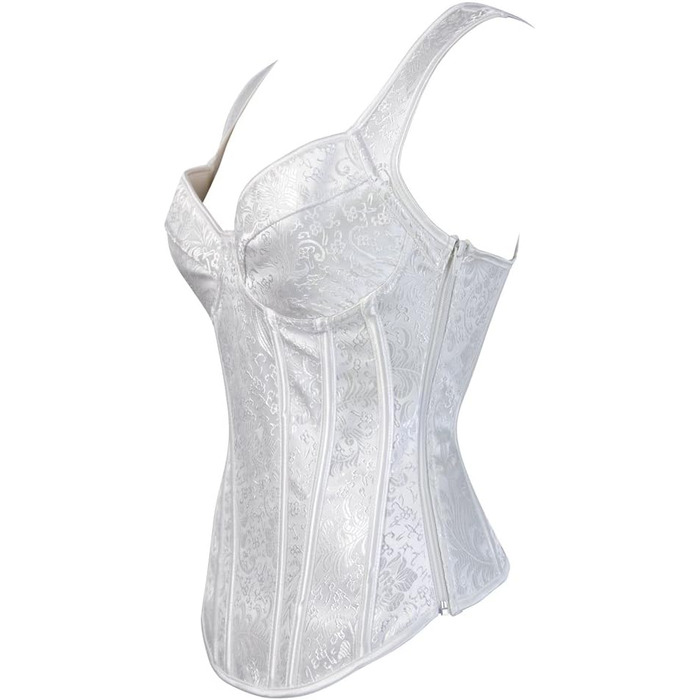 Корсет для жінок Grebrafan з квітковим принтом, повний бюст, корсет, ретро, білий (28-30)