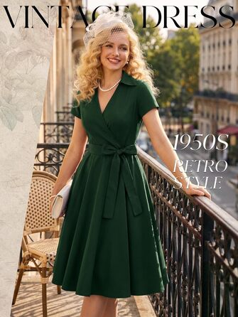 Сукня Rockabilly жіноча темно-зелена, V-подібний виріз, міді, коктейльна/вечірня для весілля, розмір XXL
